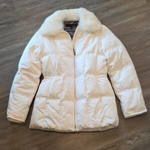 Women's Puffer Coat S Utex Faux Winter White Quilted Down Jacket Full-Zip Winter
